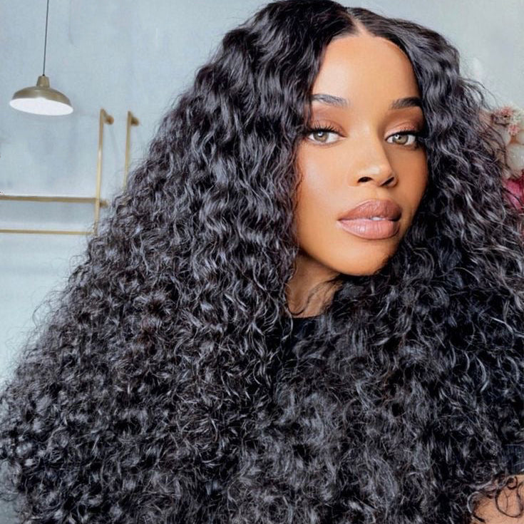 Double Drawn Wear And Go Water Weave With 5 X5 Lace Wigs Remorehair