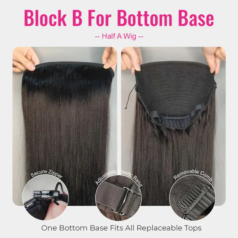 Replaceable Zipper Block Wig With HD 7 X 5 Closure 18 Inch Remorehair